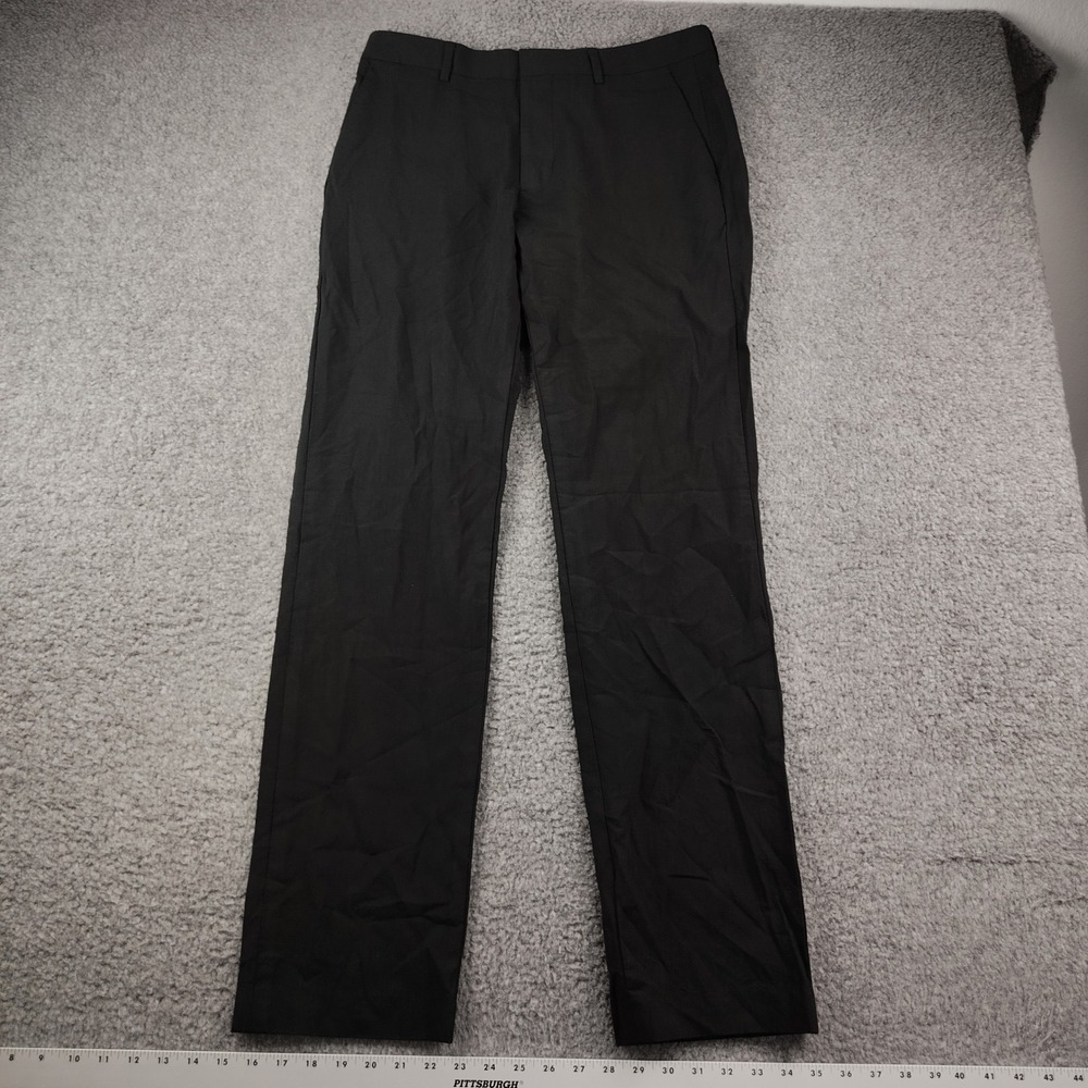 Bonobos Mens Slim Straight Dress Pants Black Marzotto Italian Wool 32x32